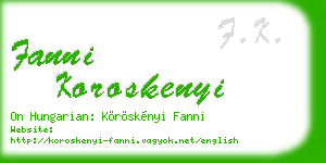 fanni koroskenyi business card