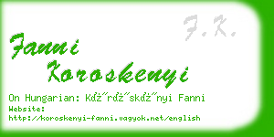 fanni koroskenyi business card